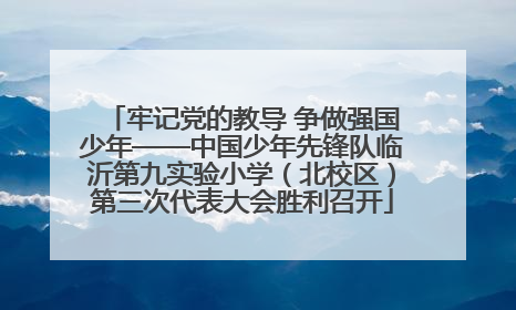 牢记党的教导 争做强国少年——中国少年先锋队临沂第九实验小学（北校区）第三次代表大会胜利召开