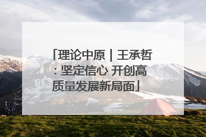 理论中原｜王承哲：坚定信心 开创高质量发展新局面