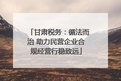 甘肃税务：循法而治 助力民营企业合规经营行稳致远