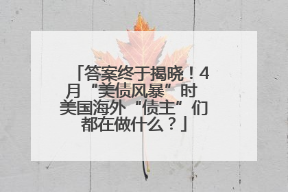 答案终于揭晓！4月“美债风暴”时 美国海外“债主”们都在做什么？