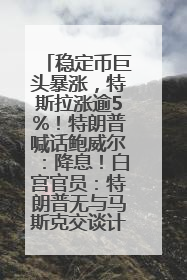 稳定币巨头暴涨，特斯拉涨逾5%！特朗普喊话鲍威尔：降息！白宫官员：特朗普无与马斯克交谈计划，他正考虑卖掉红色特斯拉