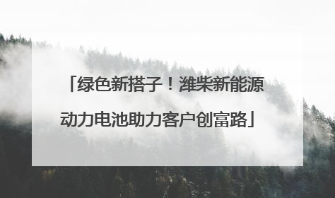 绿色新搭子！潍柴新能源动力电池助力客户创富路