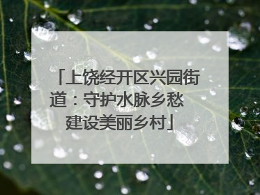 上饶经开区兴园街道：守护水脉乡愁 建设美丽乡村