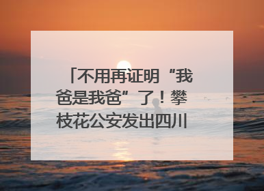 不用再证明“我爸是我爸”了！攀枝花公安发出四川首张“户籍人口直系亲属关系谱”