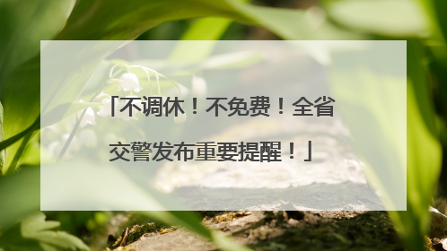 不调休！不免费！全省交警发布重要提醒！