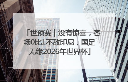 世预赛｜没有惊喜，客场0比1不敌印尼，国足无缘2026年世界杯