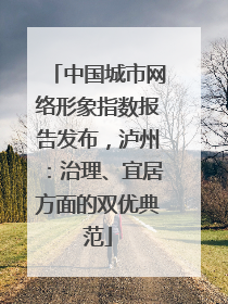 中国城市网络形象指数报告发布，泸州：治理、宜居方面的双优典范