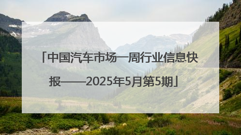 中国汽车市场一周行业信息快报——2025年5月第5期