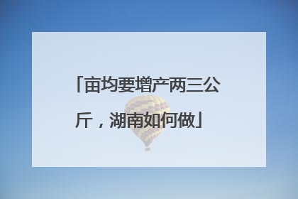 亩均要增产两三公斤，湖南如何做