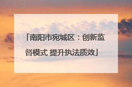 南阳市宛城区：创新监督模式 提升执法质效