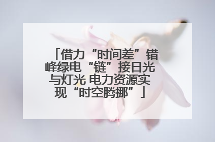 借力“时间差”错峰绿电“链”接日光与灯光 电力资源实现“时空腾挪”