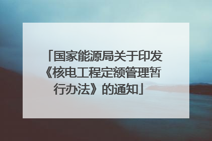 国家能源局关于印发《核电工程定额管理暂行办法》的通知