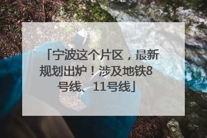 宁波这个片区，最新规划出炉！涉及地铁8号线、11号线