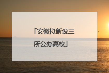 安徽拟新设三所公办高校