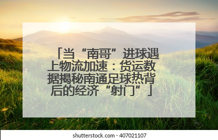 当“南哥”进球遇上物流加速：货运数据揭秘南通足球热背后的经济“射门”