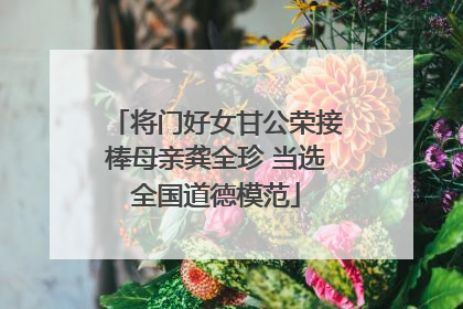 将门好女甘公荣接棒母亲龚全珍 当选全国道德模范