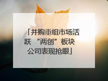 并购重组市场活跃 “两创”板块公司表现抢眼