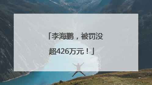 李海鹏，被罚没超426万元！