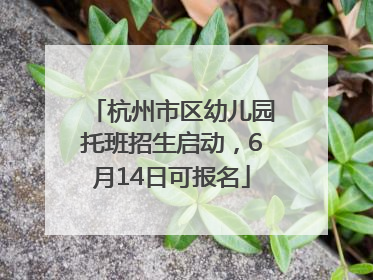 杭州市区幼儿园托班招生启动，6月14日可报名