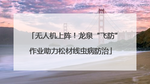 无人机上阵！龙泉“飞防”作业助力松材线虫病防治