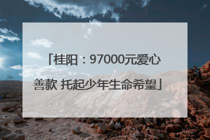 桂阳：97000元爱心善款 托起少年生命希望