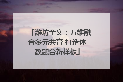 潍坊奎文：五维融合多元共育 打造体教融合新样板