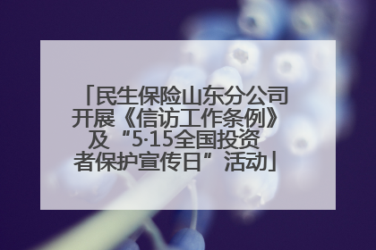 民生保险山东分公司开展《信访工作条例》及“5·15全国投资者保护宣传日”活动
