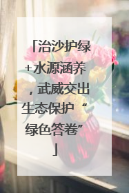 治沙护绿+水源涵养，武威交出生态保护“绿色答卷”