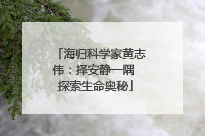 海归科学家黄志伟：择安静一隅 探索生命奥秘