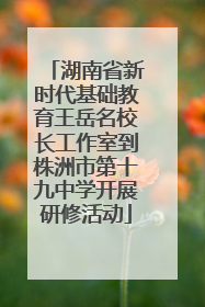 湖南省新时代基础教育王岳名校长工作室到株洲市第十九中学开展研修活动
