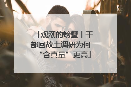 观潮的螃蟹丨干部回故土调研为何“含真量”更高