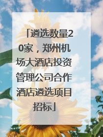 遴选数量20家，郑州机场大酒店投资管理公司合作酒店遴选项目招标