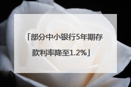 部分中小银行5年期存款利率降至1.2%