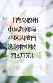 青岛胶州市凤起潮鸣小区因擅自选聘物业被罚3万元