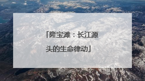 隆宝滩：长江源头的生命律动