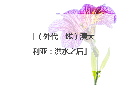 （外代一线）澳大利亚：洪水之后