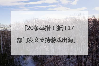 20条举措！浙江17部门发文支持游戏出海