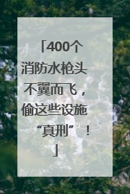 400个消防水枪头不翼而飞，偷这些设施“真刑”！